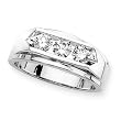 3 Diamond Men's Ring 1 ct. in 14K White Gold