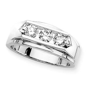 3 Diamond Men's Ring 1 ct. in 14K White Gold