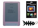 Premium Pink Silicone Skin Case and Screen Protector for Amazon Kindle DX E-Book Reader