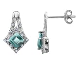 Aquamarine Earrings with Diamonds 7/10 Carat (ctw) in 10K White Gold