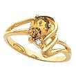 14K Yellow Gold Golden Topaz and Diamond Ring