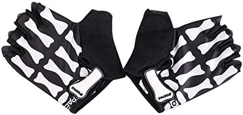 EzDeal Men Women Slip-Resistant Bone Skeleton Pattern Racing Riding Cycling Half Finger Gloves Bicycle Bike Sports Skull Glove Plus Size M