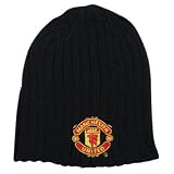 Manchester United Drop Needle Mens Beanie Hat - Black