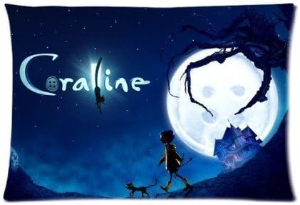 Personalized Zippered Pillowcase Pillow Case Cover Custom Cartoon Coraline And Gog In The Moonlight Pattern Pillowslip 20 Inch (Two sides)