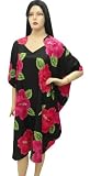 Hot Black Floral Printed Kaftan Caftan Cover up Tunic