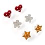Silver-Tone Heart, Daisy & Star Stud Earring Set
