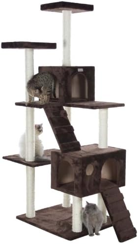 GleePet GP78700623 Cat Tree with Ramp, 70-Inch, Coffee Brown