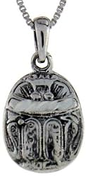 Sterling Silver Egyptian Scarab Pendant, 3/4 in. (19mm) long