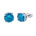 8mm Round CZ Blue Topaz Sterling Silver Stud Earrings
