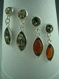 Picture Of Amber Earring Oval 2 Stones 925 Sterling Silver. Price is for One Only. Please E-mail for Colour: Cognac or Green