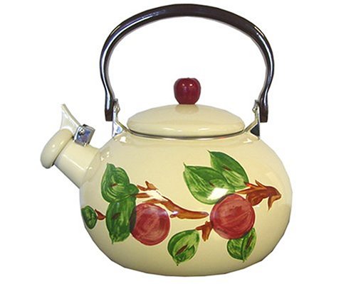Franciscan Apple 2-3/4-Quart Enamel-on-Steel Whistling Tea Kettle