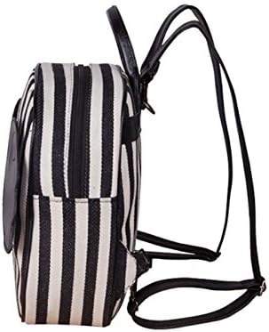 Sulida Girls Lovely Angel Wings Stripe Navy Canvas Backpack (Black)