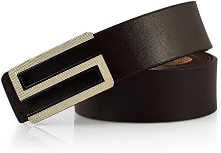 MINGXIN mens genuine cattlehide leather belt S shaped metal buckle waistband