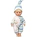 Mingao 14 Inches High Simulation Baby Doll's Clothes Brown Stripes Rompers Suit with Hat