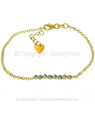 14k Yellow Gold Prong Set Blue Topaz Bracelet