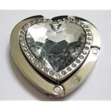 CrystalClearWhiteHeartWithDiamondsFoldupHandBagPurseHookHanger