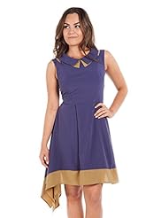 Polyester Colorblocking Asymmetric  Dress