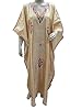 Muummuu Kaftan Beige Crewel Embroidered Silk Kaftan Boho Gypsy Kaftan