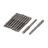 uxcell フィリップスドライバービット 金属 シルバーグレー クロスヘッド 10個入り