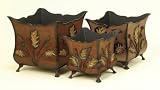 Set of 6 Antique Leafs Designed Metal Planter in BROWN FINISH