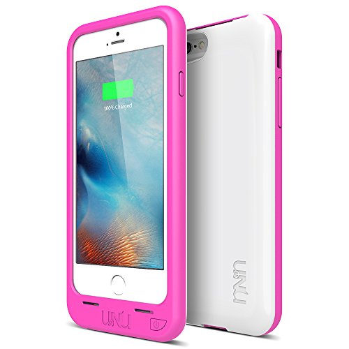 iPhone 6S Battery Case, iPhone 6 Battery Case [Ultra Thin] - UNU DX-Free iPhone 6 Battery Case 4.7 inch [White/Magenta] - MFI Apple Certified 2400mAh External Protective iPhone 6 Charging Case / iPhone 6 Charger Case [Ultra Thin 12.9mm] Rechargeable