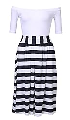 Sexy Pleated Striped Print Polyester  Off the Shoulder  Ball Gown Prom Dress/Party Dress 