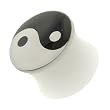 White Acrylic Ying Yang Symbol Plug - 1/2" - Sold as a Pair