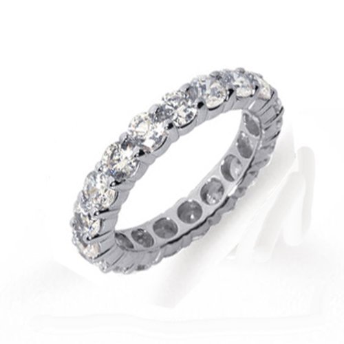 14k White Gold Round Diamond Ladies Eternity Wedding Anniversary Stackable Ring Band (2.00 cttw)