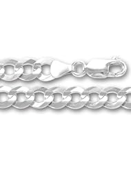 14K White Gold Comfort Curb Chain Bracelet - Width 5.7mm - Length 8.5 Inch
