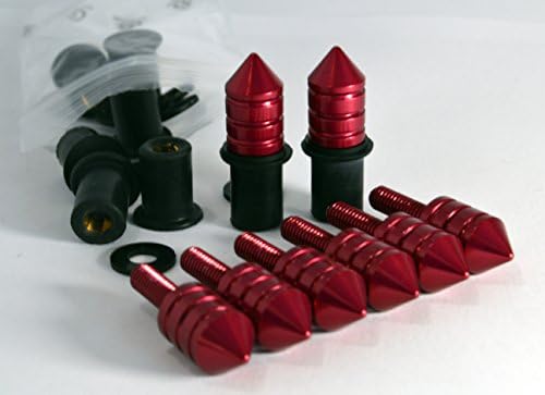 Red Spike Replacement Windscreen Hardware 24 Piece Black Kit