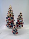 AMERICANA Liberty Trees Bottle Brush Red White Blue Christmas