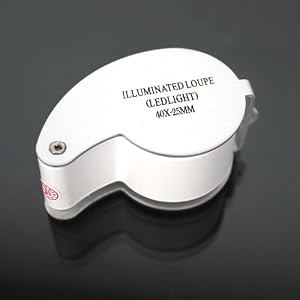 ECOMGEAR(TM)40x25mm LED Light Jewelers Eye ILLUMINATED Loupe Magnifier Magnifying Glass LED