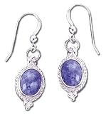 Solid Sterling Silver Denim Lapis Earrings