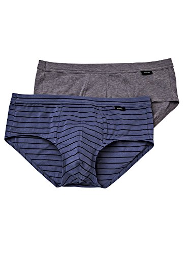 Jockey Men's Underwear Low-Rise Cotton Stretch Brief - 2 Pack, grey heather/luke stripe, M