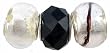 Pandora Style Three (3) Piece Charm Bead Set (Z142) - Murano Style Glass and Faceted Glass (Fits Troll too) ~ Black and Silver