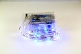 Micro LED 20 Blue Color Lights Battery Operated on 7ft Long Silver Color Ultra Thin String Wire
