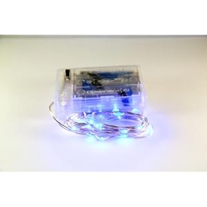Rtgs Micro LED 20 Blue Color Lights Battery Operated on 7ft Long Silver Color Ultra Thin String Wire