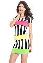 Striped Print Polyester Bandage Dress/Bodycon Dress/Midi Dress 