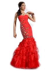 Crystal Crystals Applique Lace Beaded Chiffon/Taffeta/Tulle Mermaid   Ball Gown  Dress