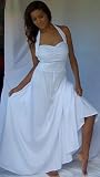 WHITE DRESS MAXI HALTER FITS - S M L - U143