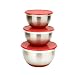 MIU 3-Piece Stainless-Steel Bowl Set with Lids, Red