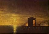 Aivazovsky, Ivan - Moonlit Night. A Bathing Hut in Feodosia. Hand Painted Reproduction Oil on canvas