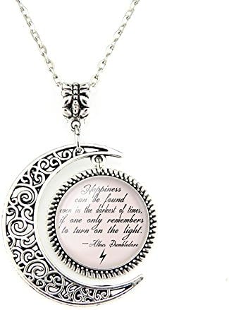 Moon pendant Harry Potter Inspired Silver Pendant Necklace Albus Dumbledore Quote jewelry gifts 24"