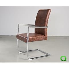 Genialer Designer Freischwinger Stuhl COMFORT Vintage/Braun von QUBO-DESIGN