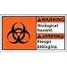 Bilingual Plastic Sign - Warning Biological Hazard