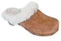 LAMO AUSTRALIA SHEEPSKIN Monica Womens Wooden Genuine Sheepskin Lined Suede Clogs Shoes Chestnut