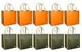 Reusable Grocery Tote Bags, Super Saver 10 Pack, Orange & Olive Contrast Trim Combo