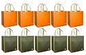 Reusable Grocery Tote Bags, Super Saver 10 Pack, Orange & Olive Contrast Trim Combo