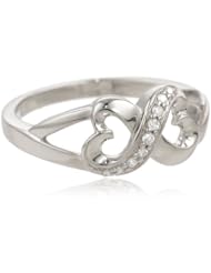 Sterling Silver Diamond Fashion Heart Ring (0.08 cttw, H-I Color, I1-I2 Clarity)