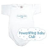 BABY BODYSUIT WHITE  LIGHT BLUE CLOUD POWERLIFTING CLUB  3 - 6 Months